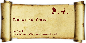 Marsalkó Anna névjegykártya